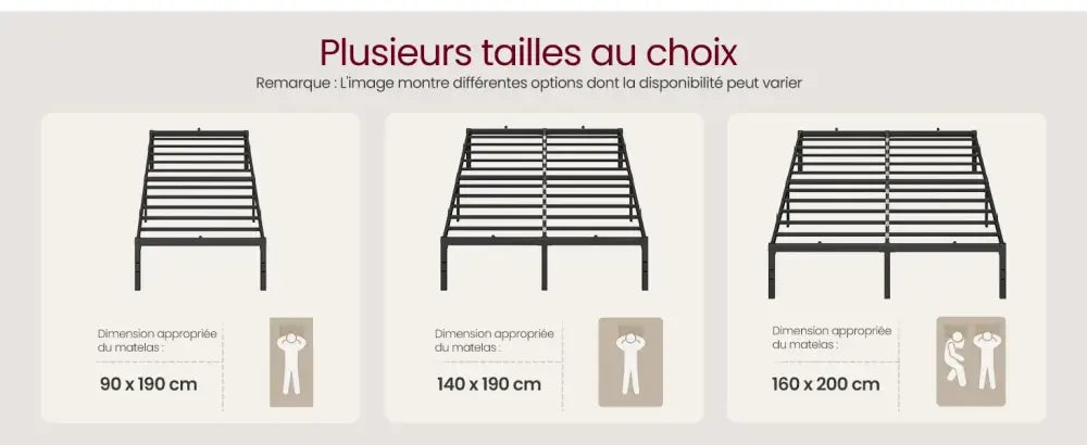 Cadre de lit métal 90 × 190 cm avec rangement – noir mat - Noir mat / 90 × 190 cm / Allemagne - Cadre de lit simple