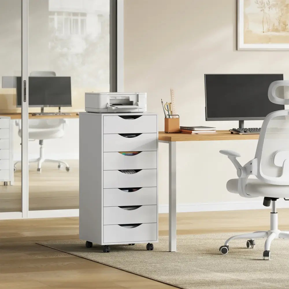 Caisson de bureau à roulettes blanc – 5 ou 7 tiroirs - caisson bureau roulettes blanc