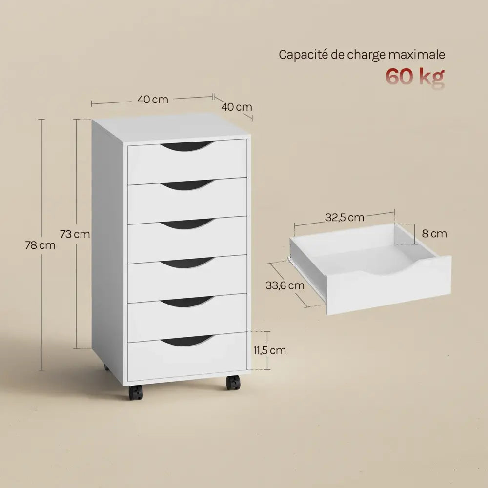 Caisson de bureau à roulettes blanc – 5 ou 7 tiroirs - caisson bureau roulettes blanc