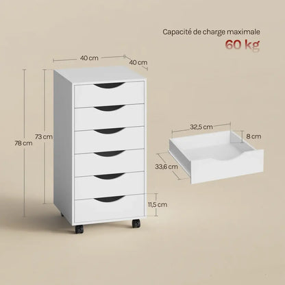 Caisson de bureau à roulettes blanc – 5 ou 7 tiroirs - caisson bureau roulettes blanc