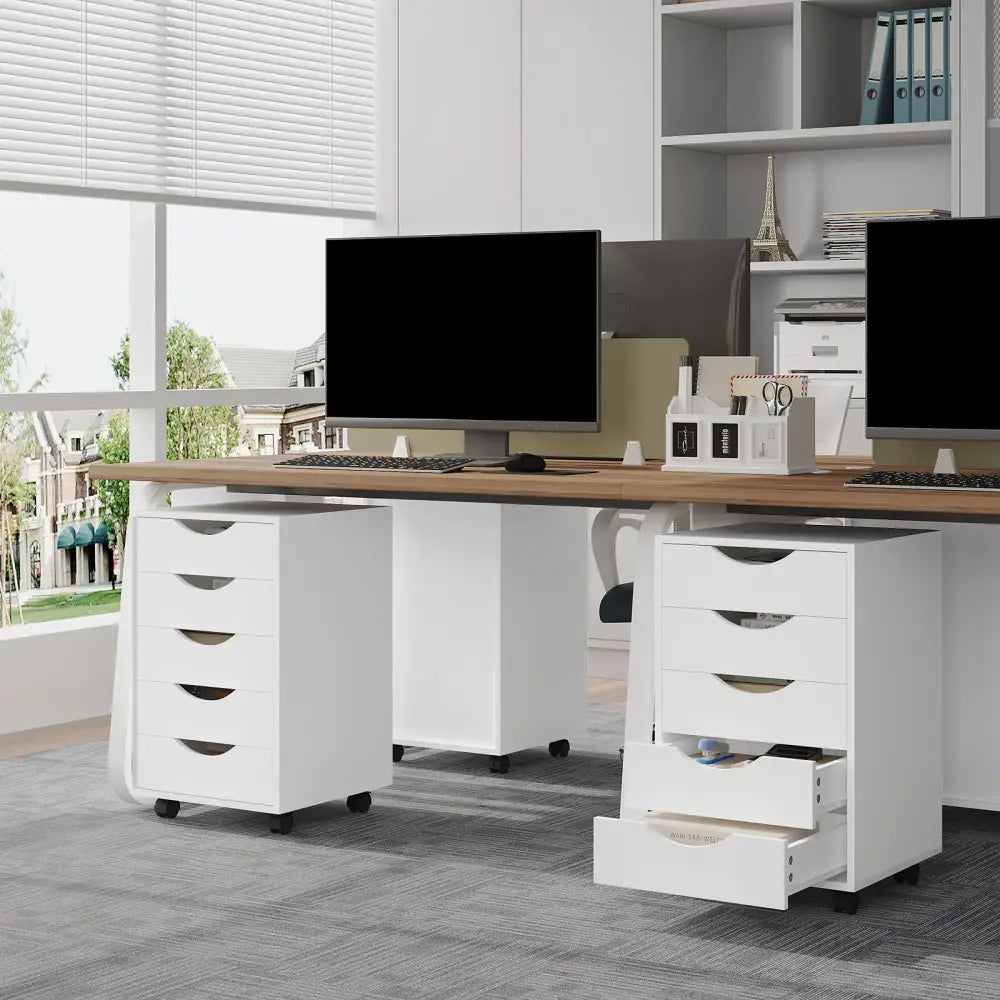 Caisson de bureau à roulettes blanc – 5 ou 7 tiroirs - caisson bureau roulettes blanc
