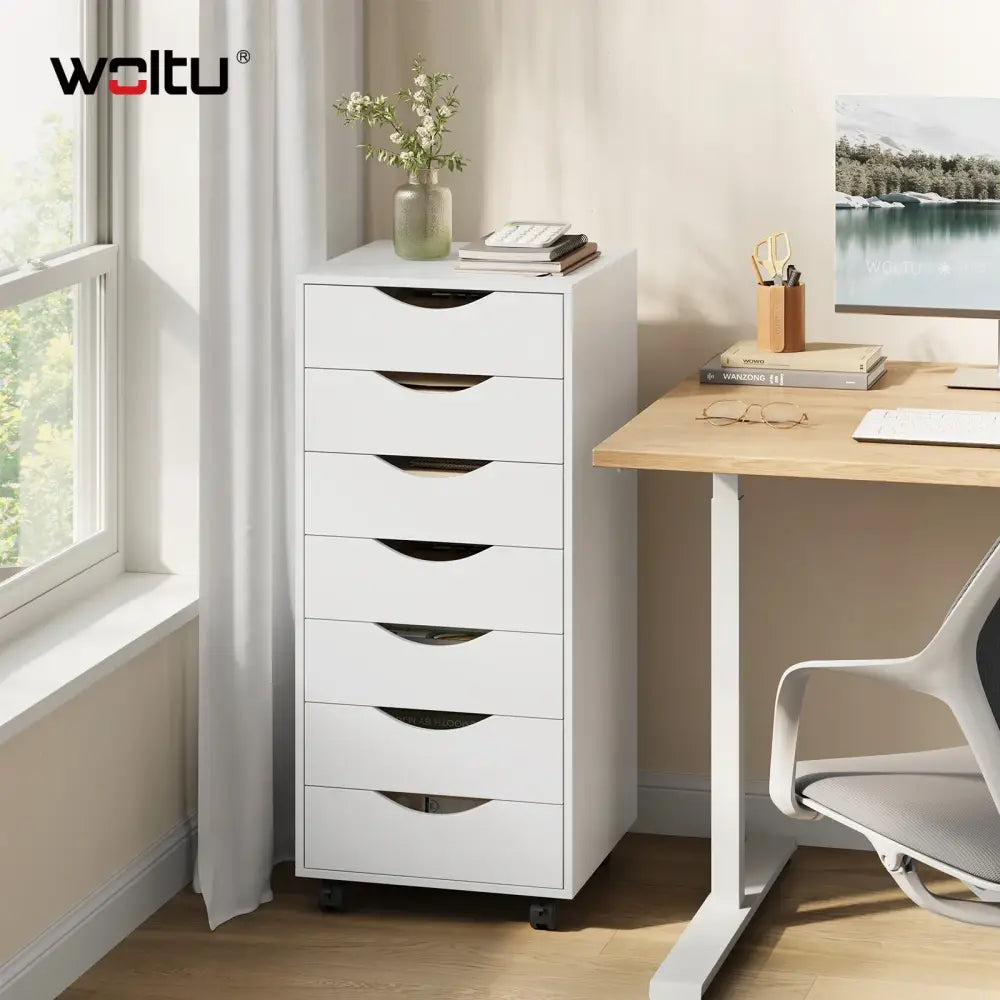 Caisson de bureau à roulettes blanc – 5 ou 7 tiroirs - caisson bureau roulettes blanc