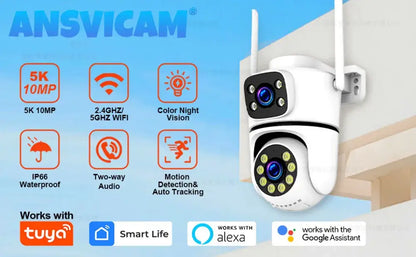 Caméra extérieure Wi-Fi PTZ double objectif – 8 ou 10 MP - caméra extérieure wifi double objectif