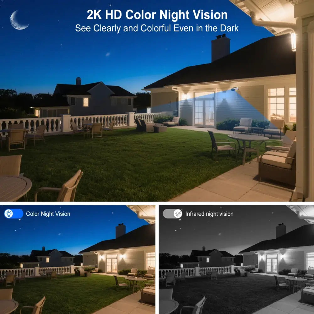 Caméra solaire 2K wifi extérieur IP66 vision nocturne bidirectionnelle