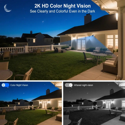 Caméra solaire 2K wifi extérieur IP66 vision nocturne bidirectionnelle