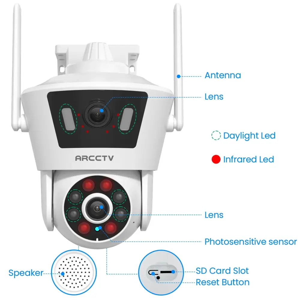 Caméra surveillance Wi-Fi 4 MP double objectif – IP66 - France - caméra surveillance WiFi double objectif