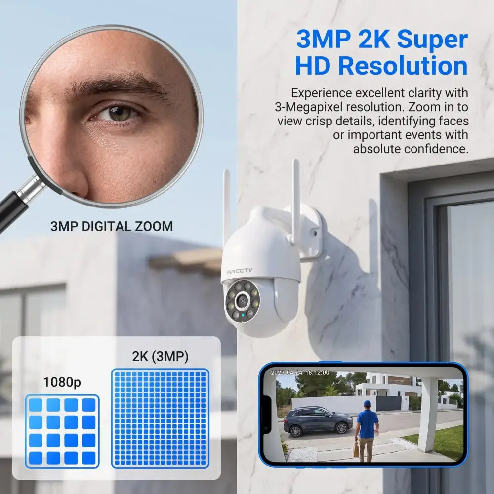 Caméra Wi-Fi extérieure 3 MP – suivi et vision nocturne - France - caméra WiFi extérieure 3 MP