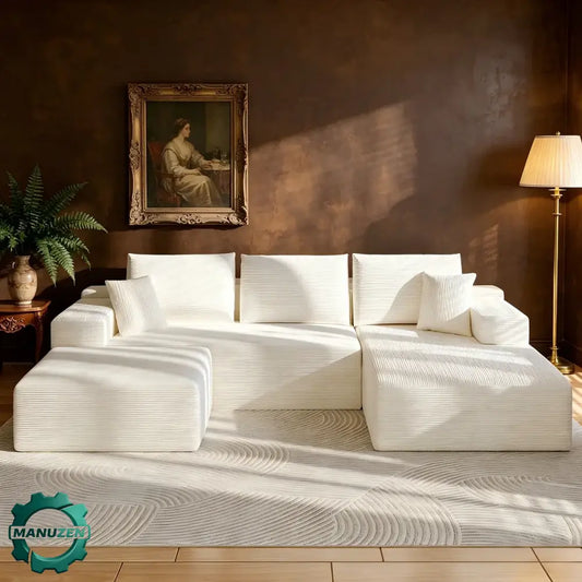 Canapé d’angle modulable en U 274 cm avec rangement Blanc France