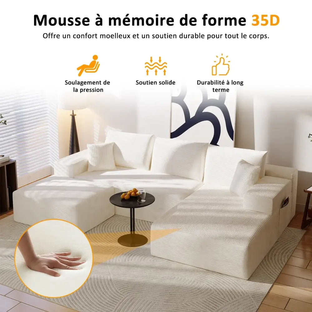 Canapé d’angle modulable en U 274 cm avec rangement
