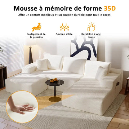 Canapé d’angle modulable en U 274 cm avec rangement