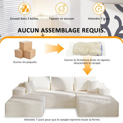 Canapé d’angle modulable en U 274 cm avec rangement