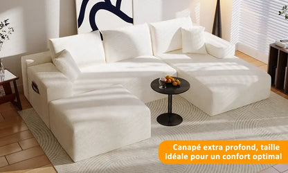 Canapé d’angle modulable en U 274 cm avec rangement