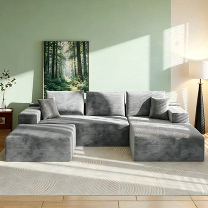 Canapé d’angle modulable en U 274 cm avec rangement Gris foncé France
