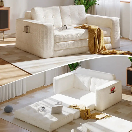 Canapé Lit Convertible Avec Oreillers Et Matelas Pour Salon
