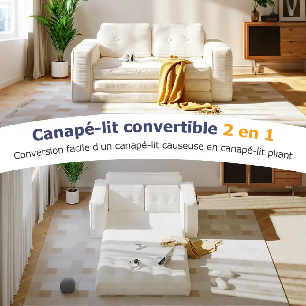 Canapé lit convertible avec oreillers et matelas pour salon
