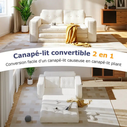 Canapé lit convertible avec oreillers et matelas pour salon