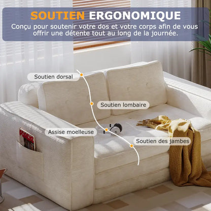 Canapé lit convertible avec oreillers et matelas pour salon