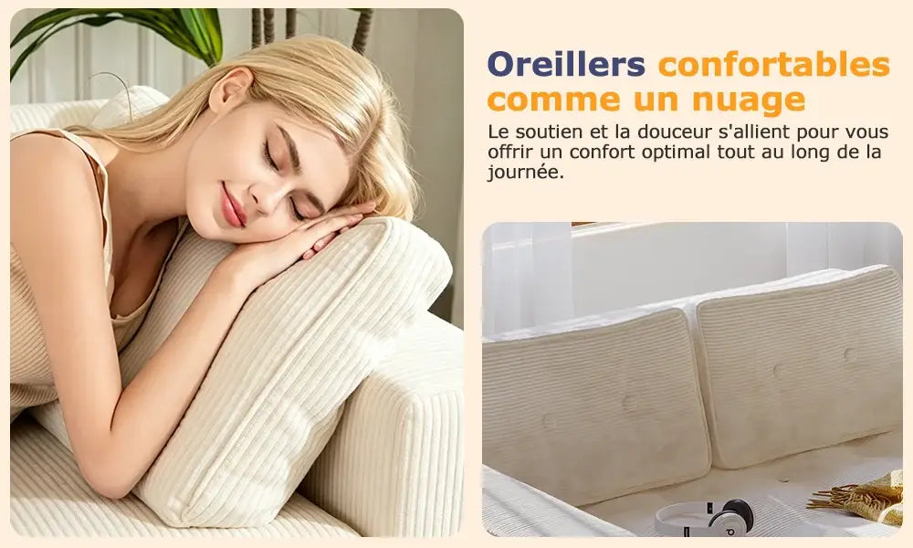 Canapé lit convertible avec oreillers et matelas pour salon