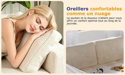 Canapé lit convertible avec oreillers et matelas pour salon