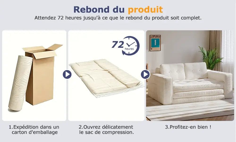 Canapé lit convertible avec oreillers et matelas pour salon