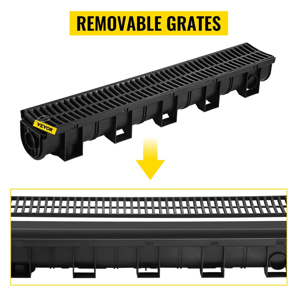 Caniveau de drainage HDPE avec grille – lots de 3 ou 5 × 1 m