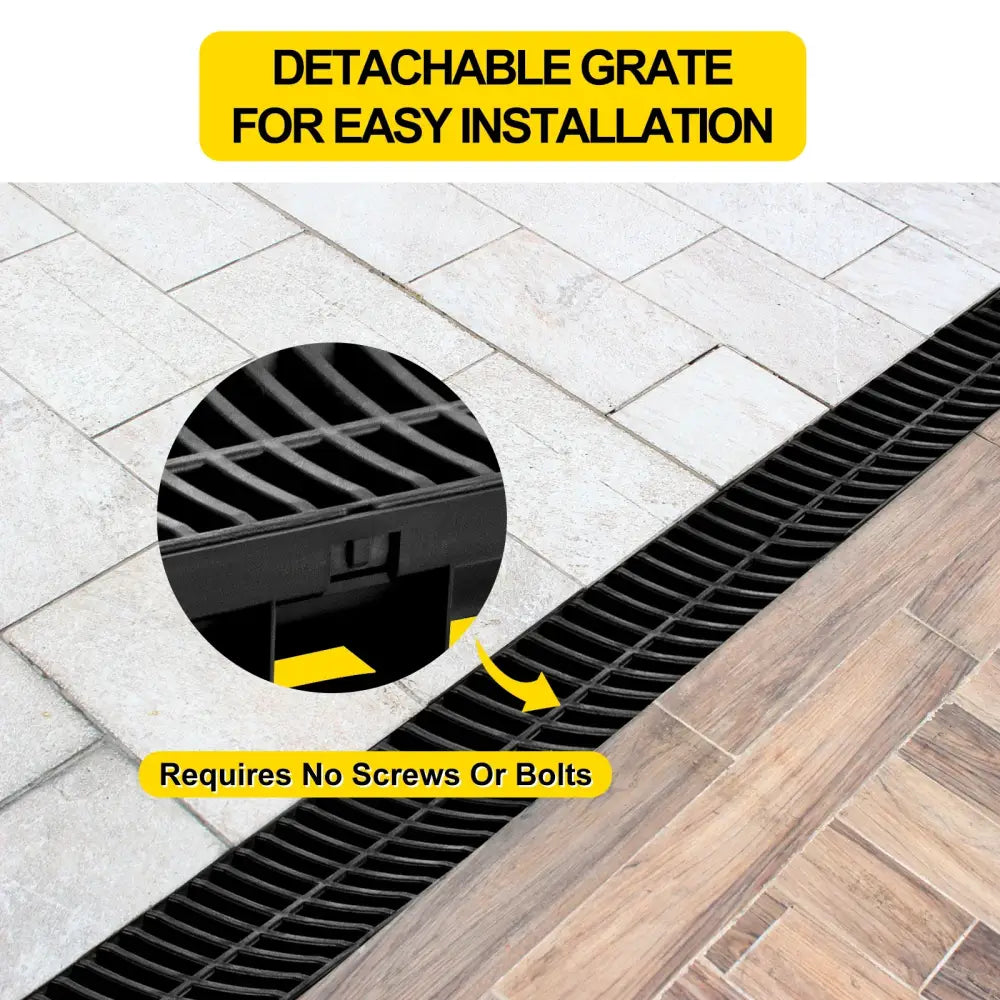 Caniveau de drainage HDPE avec grille – lots de 3 ou 5 × 1 m