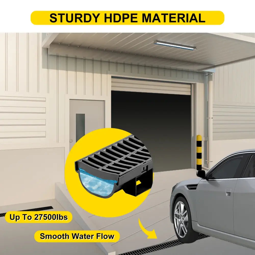 Caniveau de drainage HDPE avec grille – lots de 3 ou 5 × 1 m