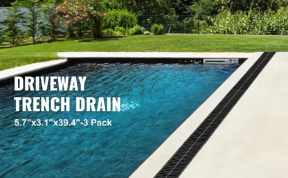 Caniveau de drainage HDPE avec grille – lots de 3 ou 5 × 1 m