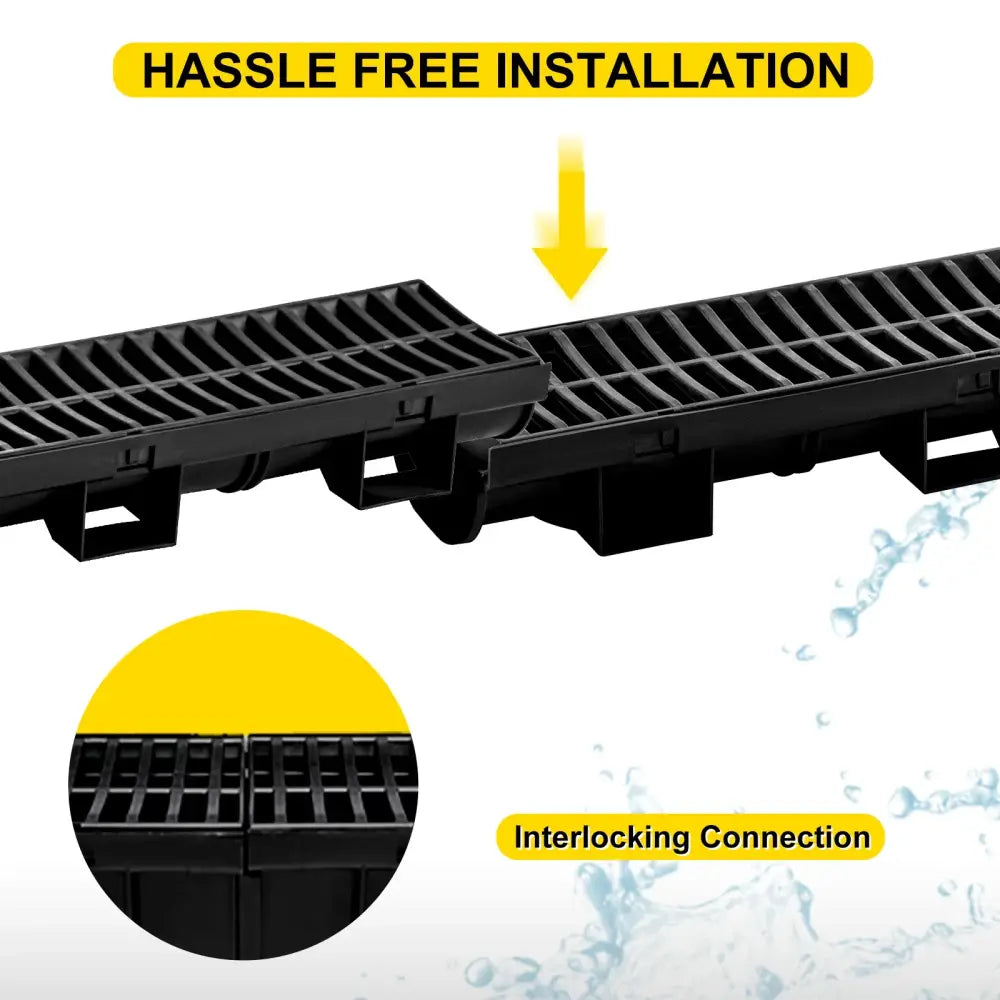 Caniveau de drainage HDPE avec grille – lots de 3 ou 5 × 1 m