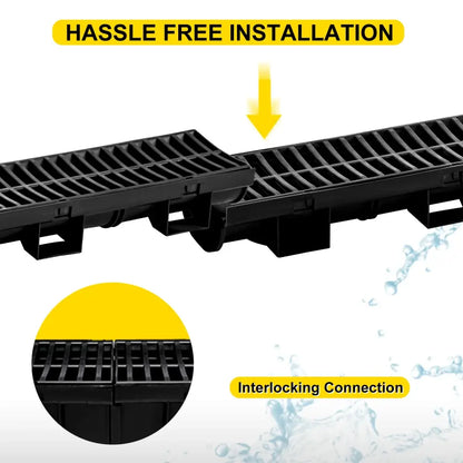 Caniveau de drainage HDPE avec grille – lots de 3 ou 5 × 1 m