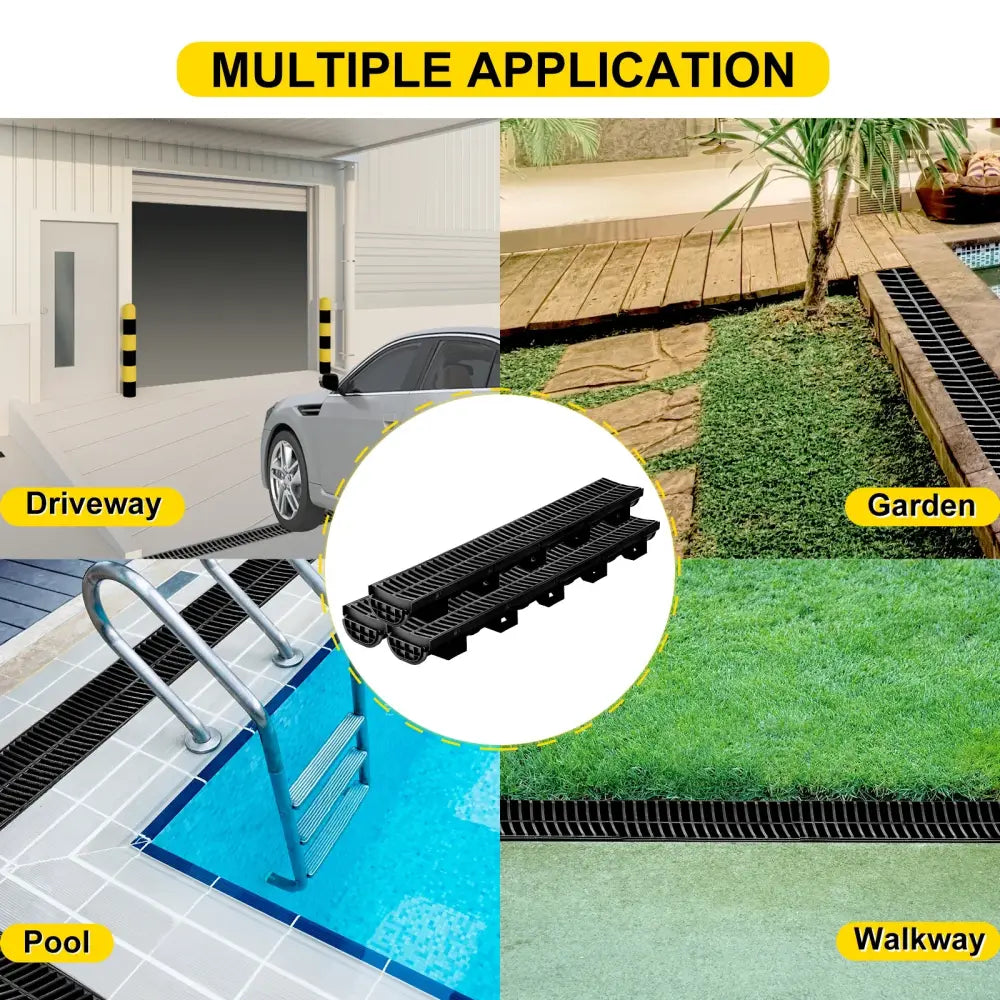Caniveau de drainage HDPE avec grille – lots de 3 ou 5 × 1 m