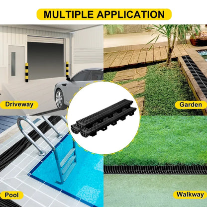 Caniveau de drainage HDPE avec grille – lots de 3 ou 5 × 1 m