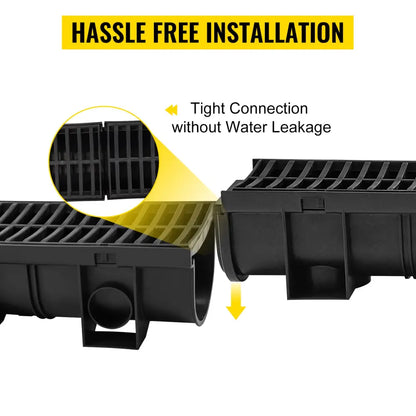 Caniveau de drainage HDPE avec grille – lots de 3 ou 5 × 1 m