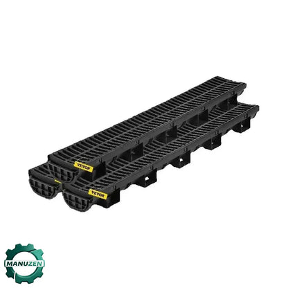 Caniveau de drainage HDPE avec grille – lots de 3 ou 5 × 1 m Noir Lot de 3 – 15 × 13 × 100 cm