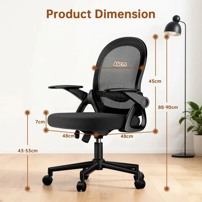 Chaise de bureau compacte noire – dossier maille et roulettes - Noir / France - Chaise de bureau compacte dossier maille