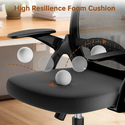 Chaise de bureau compacte noire – dossier maille et roulettes - Noir / France - Chaise de bureau compacte dossier maille