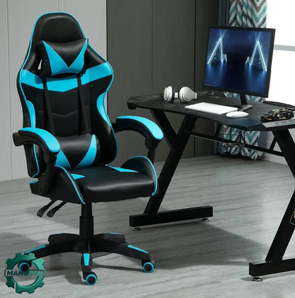 Chaise gaming pivotante MCC en simili cuir inclinable Bleu Allemagne