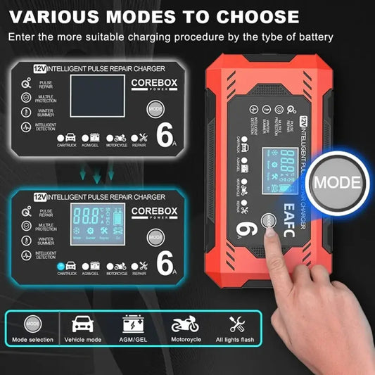 Chargeur de Batterie Intelligent 12V 6A pour Voiture et Moto