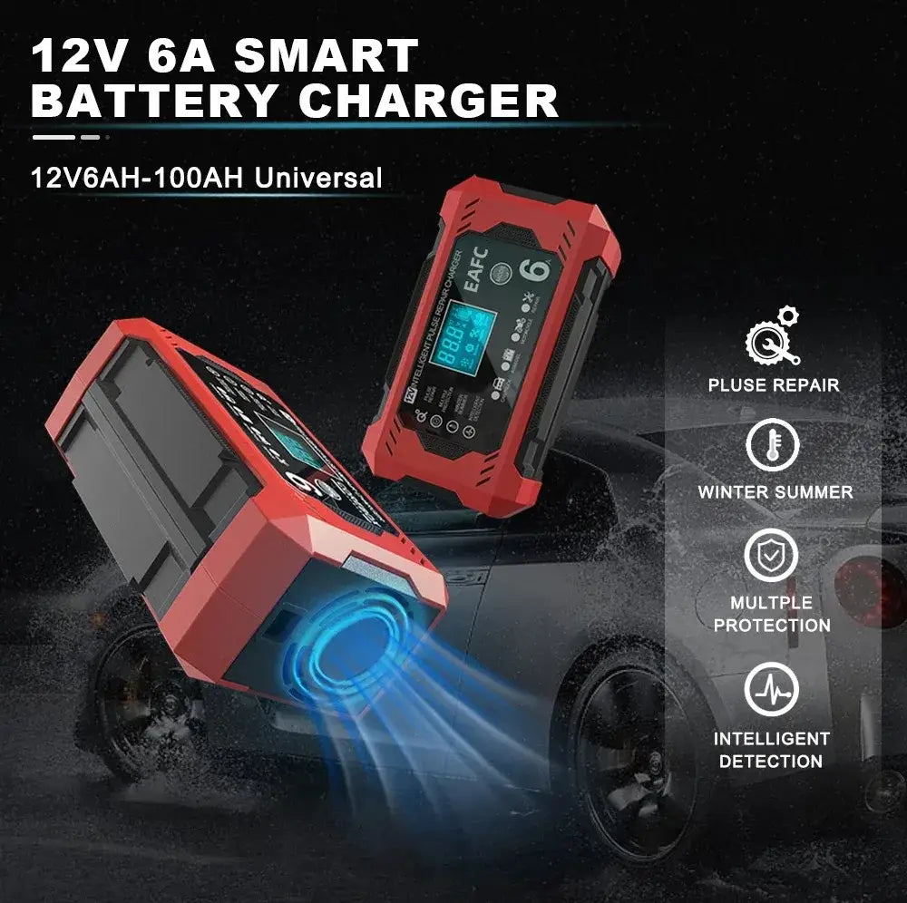Chargeur de Batterie Intelligent 12V 6A pour Voiture et Moto