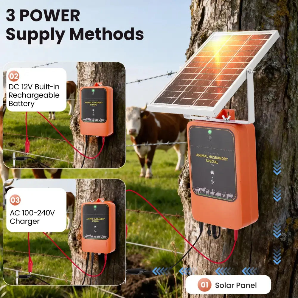 Chargeur De Clôture Électrique Solaire 10km Réglable 1.2J Ip65 Dc 12V