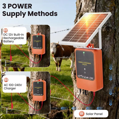 Chargeur De Clôture Électrique Solaire 10km Réglable 1.2J Ip65 Dc 12V