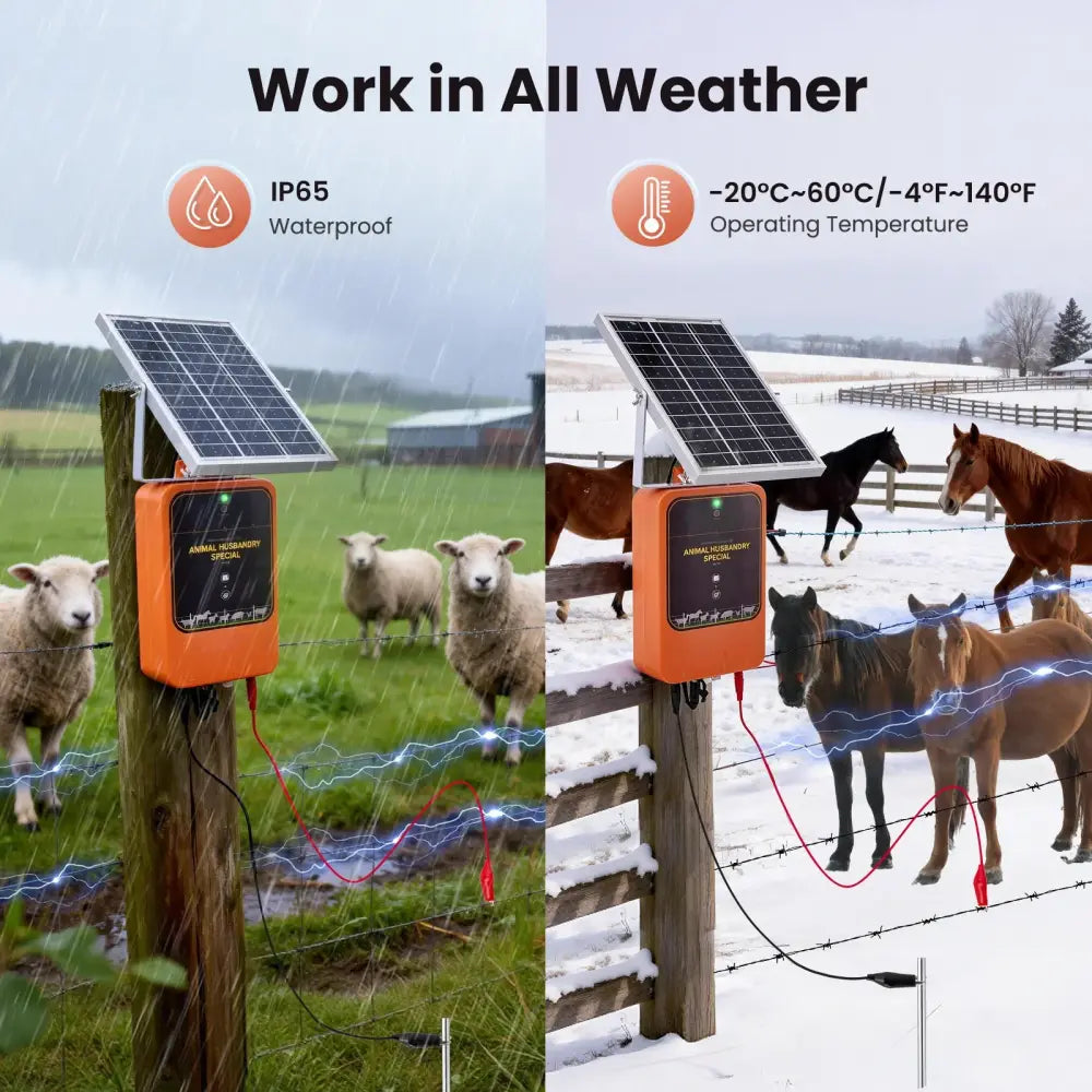 Chargeur De Clôture Électrique Solaire 10km Réglable 1.2J Ip65 Dc 12V