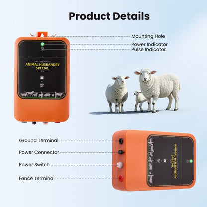 Chargeur De Clôture Électrique Solaire 10km Réglable 1.2J Ip65 Dc 12V