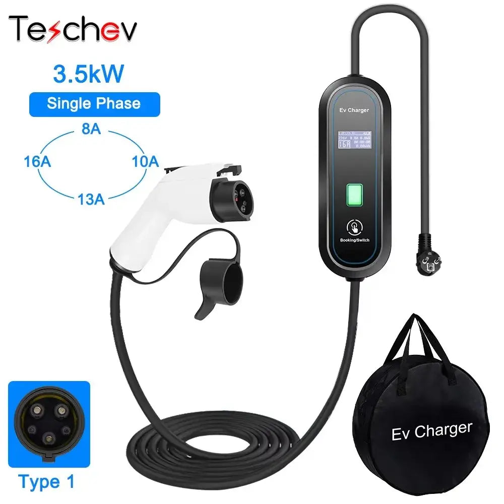 Chargeur EVSE portable 3,5 kW 16 A – Type 1 ou Type 2 IP65 - Standard – Type 1 – 3,5 kW / 16 A / France - Chargeur