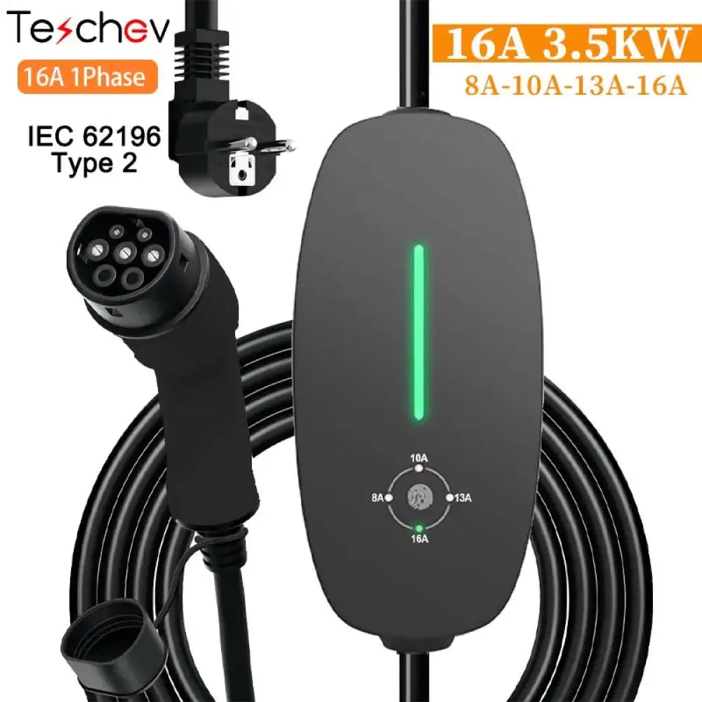 Chargeur EVSE portable Type 1 ou Type 2 – 3,5 kW 16 A IP65 - Chargeur voiture électrique portable