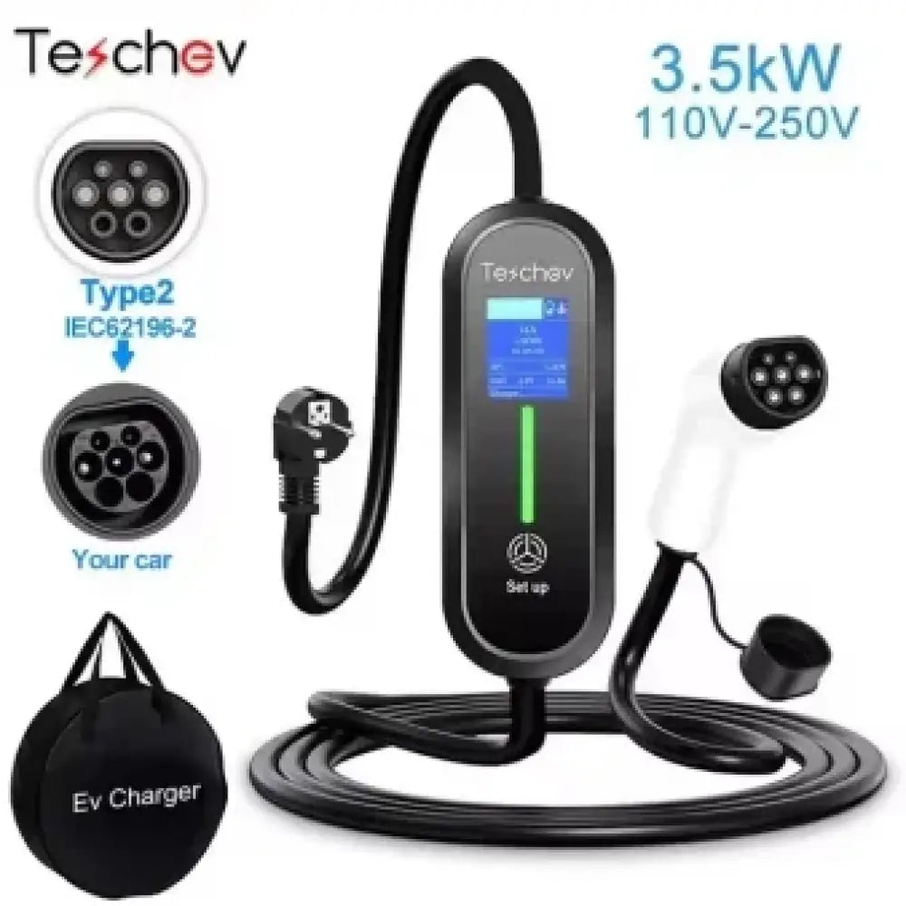 Chargeur voiture électrique portable Type 1/2 – 16 ou 32 A IP66 - Grand écran – Type 2 – 16 A / France - Chargeur