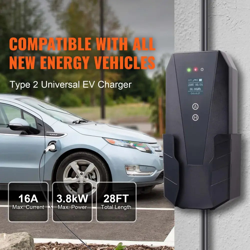 Chargeur voiture électrique portable Type 2 16 A – 3,7 kW câble 8,6 m - Chargeur voiture électrique portable