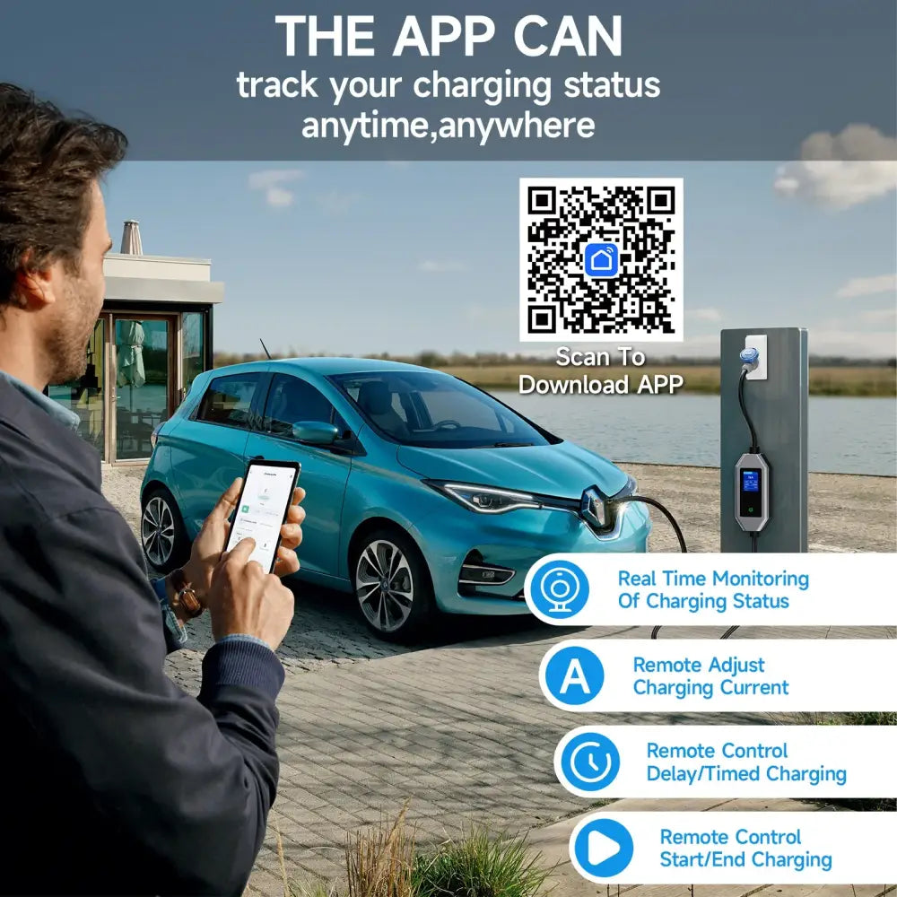 Chargeur voiture électrique Type 2 32 A 7,2 kW – WiFi IP66 - Chargeur voiture électrique portable