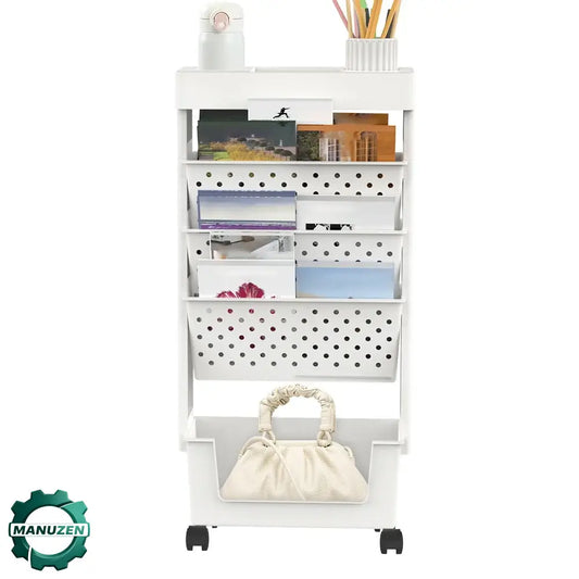 Chariot à livres étroit sur roulettes – rangement mobile - Blanc / France - chariot livres étroit roulettes