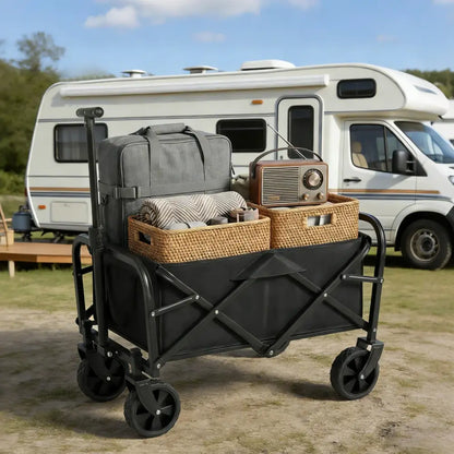 Chariot camping pliable 50 L – roues 5 pouces - Noir / France - chariot camping pliable 50 litres